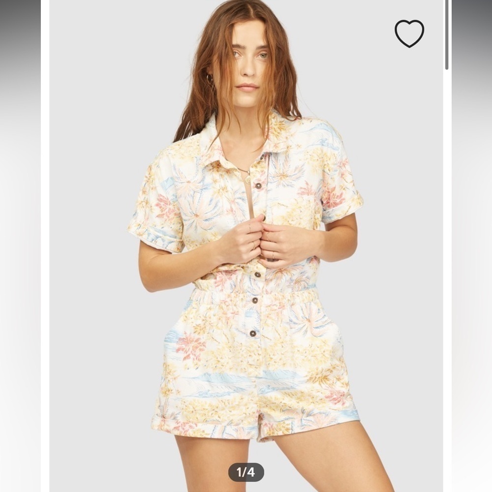 Billabong x Wrangler Cali Sun Button Down Short Sleeve Romper Jumpsuit
